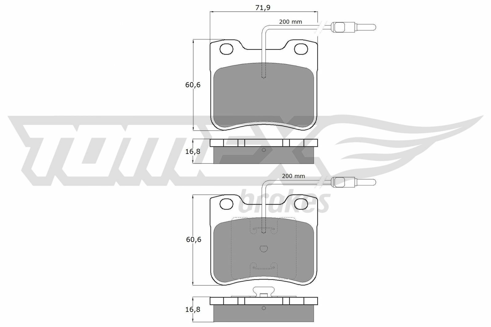 Sada brzdových destiček, kotoučová brzda TOMEX Brakes